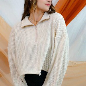 Waffle Knit Quarter Zip